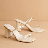 The Wendy | Beige Double Strap Bow Heels