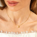 Waterproof Dainty Gold puffy Heart Necklace: Yellow Gold