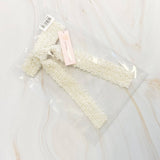 Luxe Beaded Pretty Bow Hair Clip: Cream