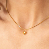Waterproof Dainty Gold puffy Heart Necklace: Yellow Gold
