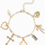 MOP Clover Multi Gold Charm Bracelet