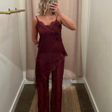 Moonlit Lace Set - Burgundy