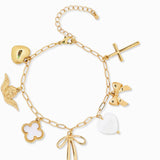 Chunky Bow Multi Gold Charm Bracelet