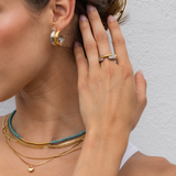 Waterproof Dainty Gold puffy Heart Necklace: Yellow Gold