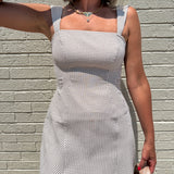 Checked Out Mini Dress - Brown
