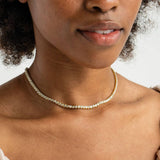 18K Gold Round Brilliant Tennis Necklace: Silver