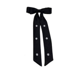 Pearl Embellished Slim Perfect Bow: Black