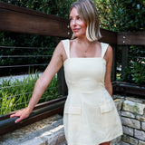 Double Take Linen Romper- Butter