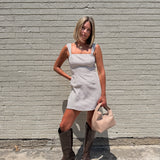 Checked Out Mini Dress - Brown
