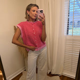 Everyday Tank Cardigan - Red/Pink Stripes