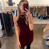 Velvet Skyline Mini Dress - Burgundy