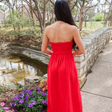 Sienna Strapless Maxi Dress - Red