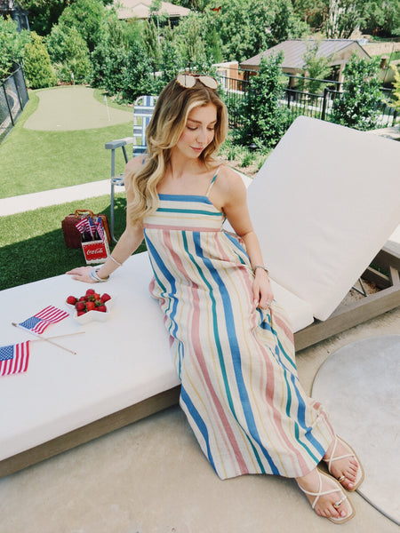 keepsake maxi dress Sail Away Colorful Stripe Cotton Maxi Dress