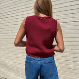 Scalloped Sweater Tank - Burgundy