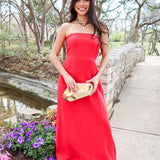 Sienna Strapless Maxi Dress - Red