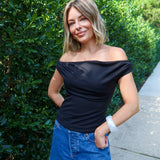 Cloud Nine Cowl Neck Crop - Black