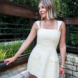 Double Take Linen Romper- Butter