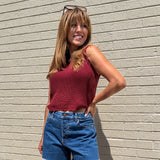 Scalloped Sweater Tank - Burgundy