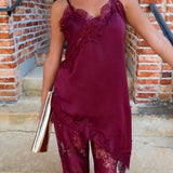 Moonlit Lace Set - Burgundy