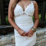 Sweet Scallop Mini Dress - White
