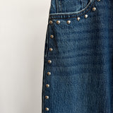 Low Rise Studded Baggy Jean - Dark Denim