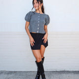 Darling Puff Knit Top - Charcoal