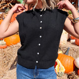 Piper Vest Cardigan - Black