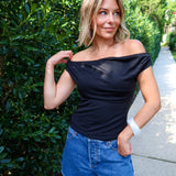 Cloud Nine Cowl Neck Crop - Black