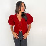 Carmin Velvet Puff Sleeve Blouse