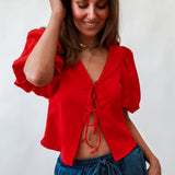 Scarlet Tie-Front Top