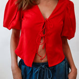 Scarlet Tie-Front Top