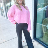 Pink Cable Knit Sweater