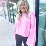 Pink Cable Knit Sweater