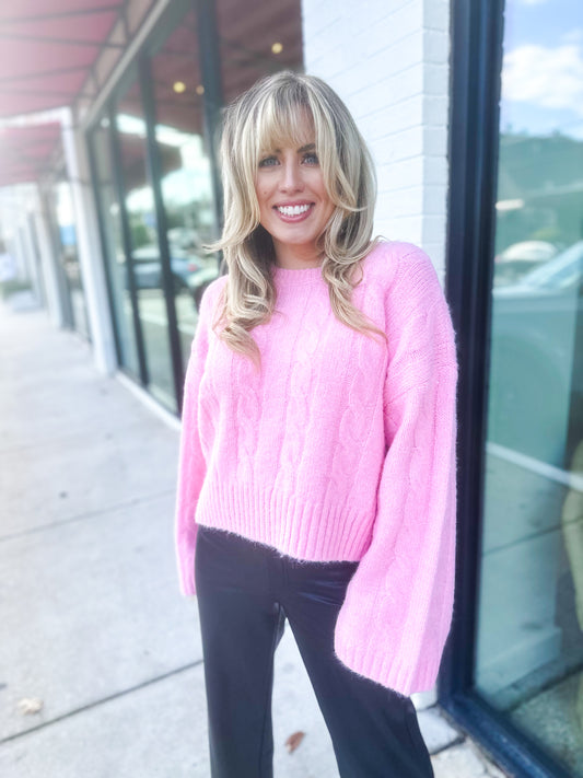 Pink Cable Knit Sweater