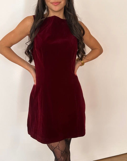 Carmine Velvet Mini Dress