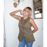 Harper Sleeveless Linen Vest