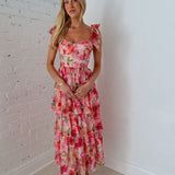 Petal Crush Tiered Midi Dress