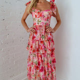 Petal Crush Tiered Midi Dress