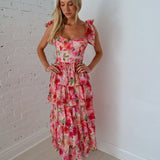 Petal Crush Tiered Midi Dress