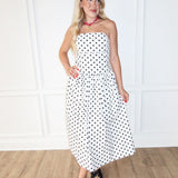 Spot On Strapless Midi Dress