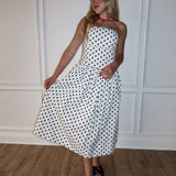 Spot On Strapless Midi Dress