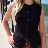 Buttoned Up Sleeveless Sweater