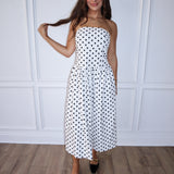 Spot On Strapless Midi Dress
