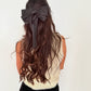 Doubled Satin Bow Hair Clip: Black