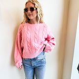 Pink Cable Knit Sweater