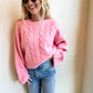 Pink Cable Knit Sweater