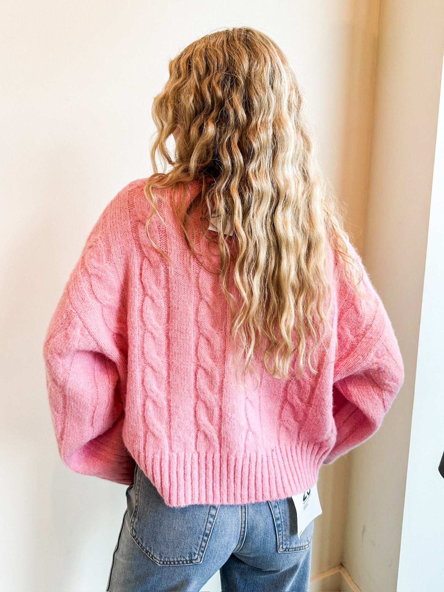 Pink Cable Knit Sweater