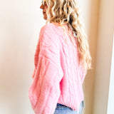 Pink Cable Knit Sweater