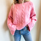 Pink Cable Knit Sweater