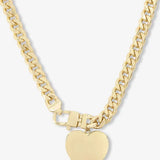 Julian XL Heart Cuban Chain Necklace 16" - Gold/White